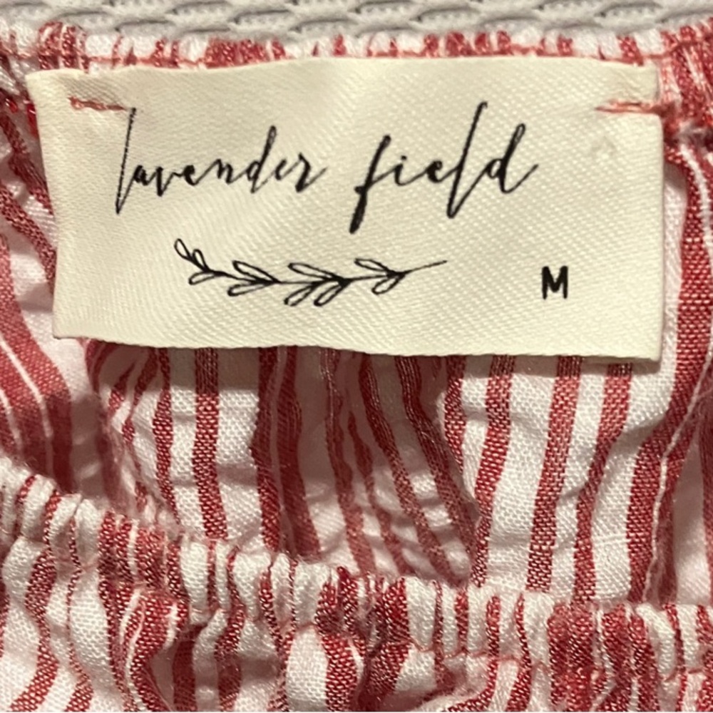 Lavender Field Red Striped Off-Shoulder Blouse - Picture 2 of 4
